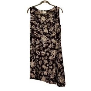Sumi Ware Womens Sz L Black White Floral Cap Sleeve Summer Dress